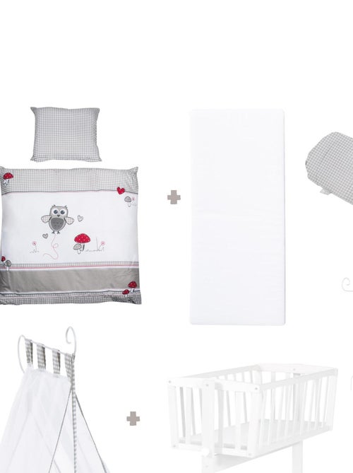 ROBA Cuna Adam & Eule 40x90 cm + equipamiento completo - madera lacada blanca - Kiabi