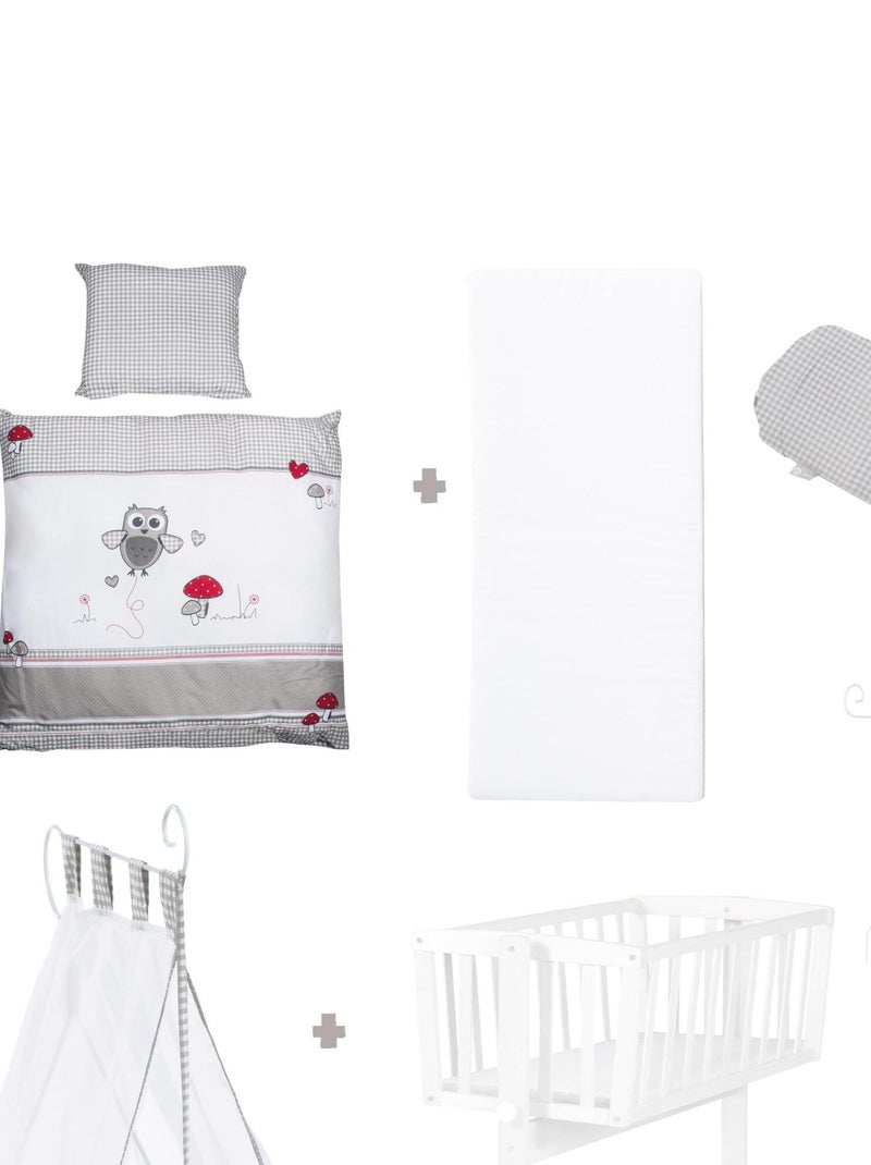 ROBA Cuna Adam & Eule 40x90 cm + equipamiento completo - madera lacada blanca Blanco - Kiabi