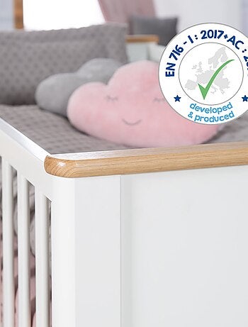 ROBA Cuna evolutiva Ava - 70x140 - Altura ajustable - 0 a 7 años - Blanco/decoración roble artesanal