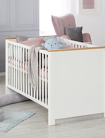 ROBA Cuna evolutiva Ava - 70x140 - Altura ajustable - 0 a 7 años - Blanco/decoración roble artesanal