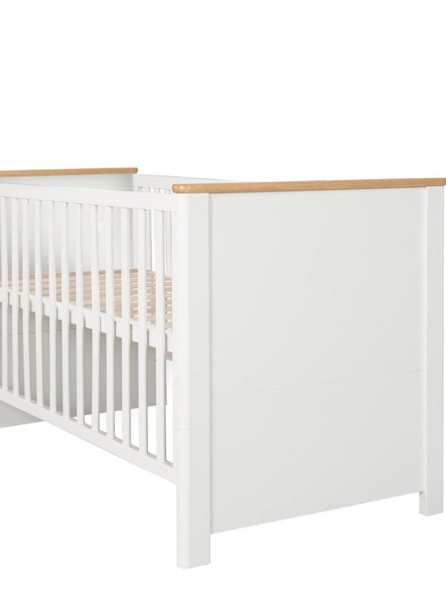 ROBA Cuna evolutiva Ava - 70x140 - Altura ajustable - 0 a 7 años - Blanco/decoración roble artesanal - Kiabi