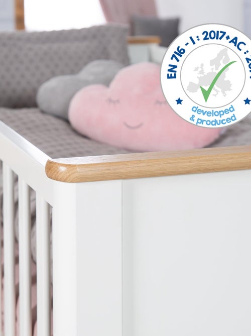 ROBA Cuna evolutiva Ava - 70x140 - Altura ajustable - 0 a 7 años - Blanco/decoración roble artesanal - Kiabi