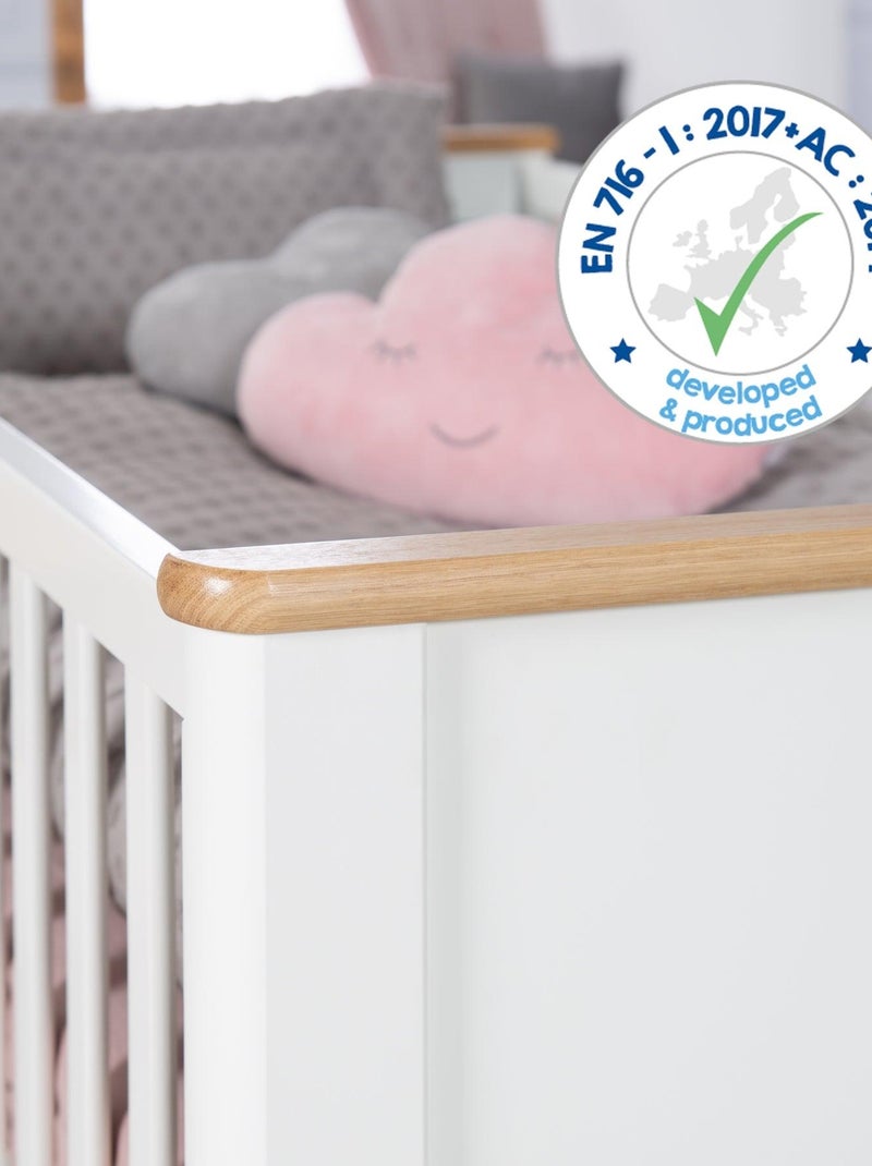 ROBA Cuna evolutiva Ava - 70x140 - Altura ajustable - 0 a 7 años - Blanco/decoración roble artesanal Blanco - Kiabi