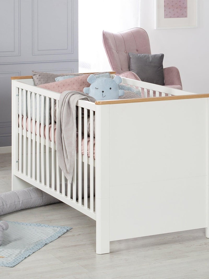 ROBA Cuna evolutiva Ava - 70x140 - Altura ajustable - 0 a 7 años - Blanco/decoración roble artesanal Blanco - Kiabi