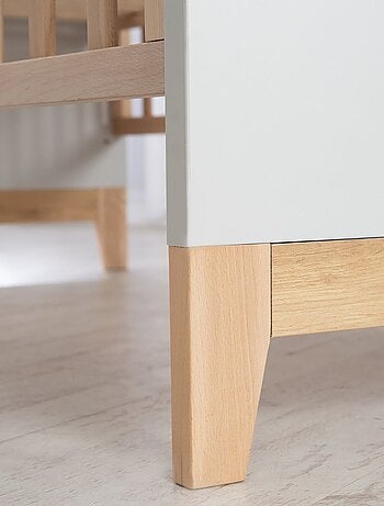 ROBA Cuna evolutiva "Caro" - 70x140 - Altura ajustable - 0 a 7 años - Gris claro/decoración madera