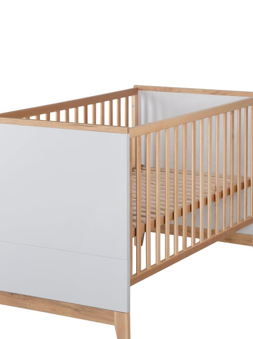 ROBA Cuna evolutiva "Caro" - 70x140 - Altura ajustable - 0 a 7 años - Gris claro/decoración madera - Kiabi