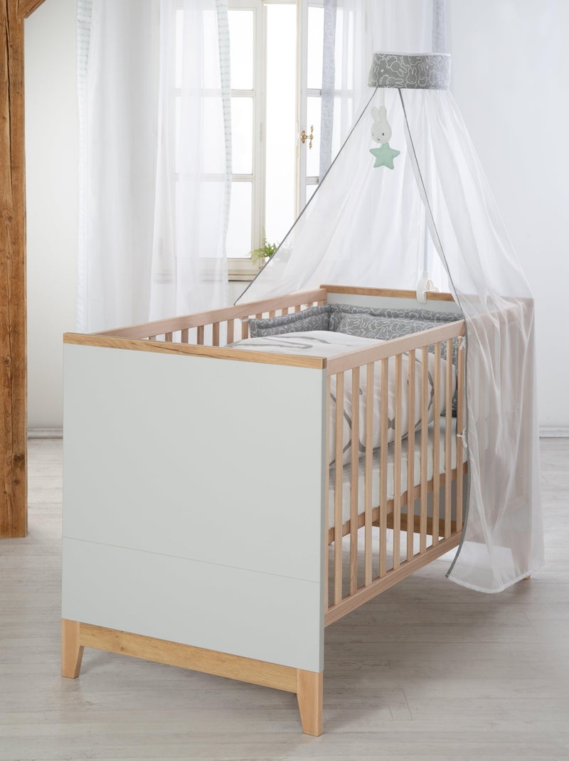ROBA Cuna evolutiva "Caro" - 70x140 - Altura ajustable - 0 a 7 años - Gris claro/decoración madera Gris claro - Kiabi