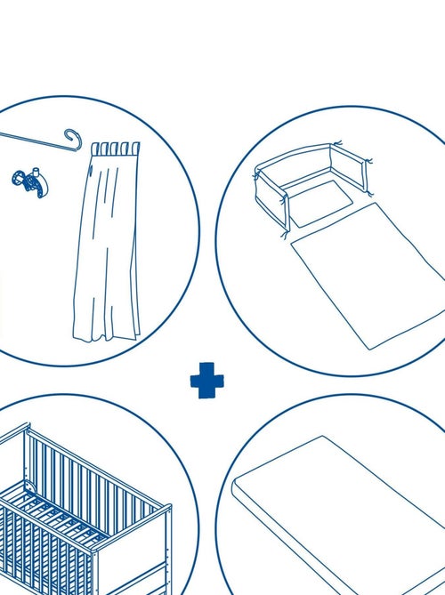 ROBA Cuna evolutiva completa "Jumbotwins" - 70x140 + equipamiento completo - Kiabi