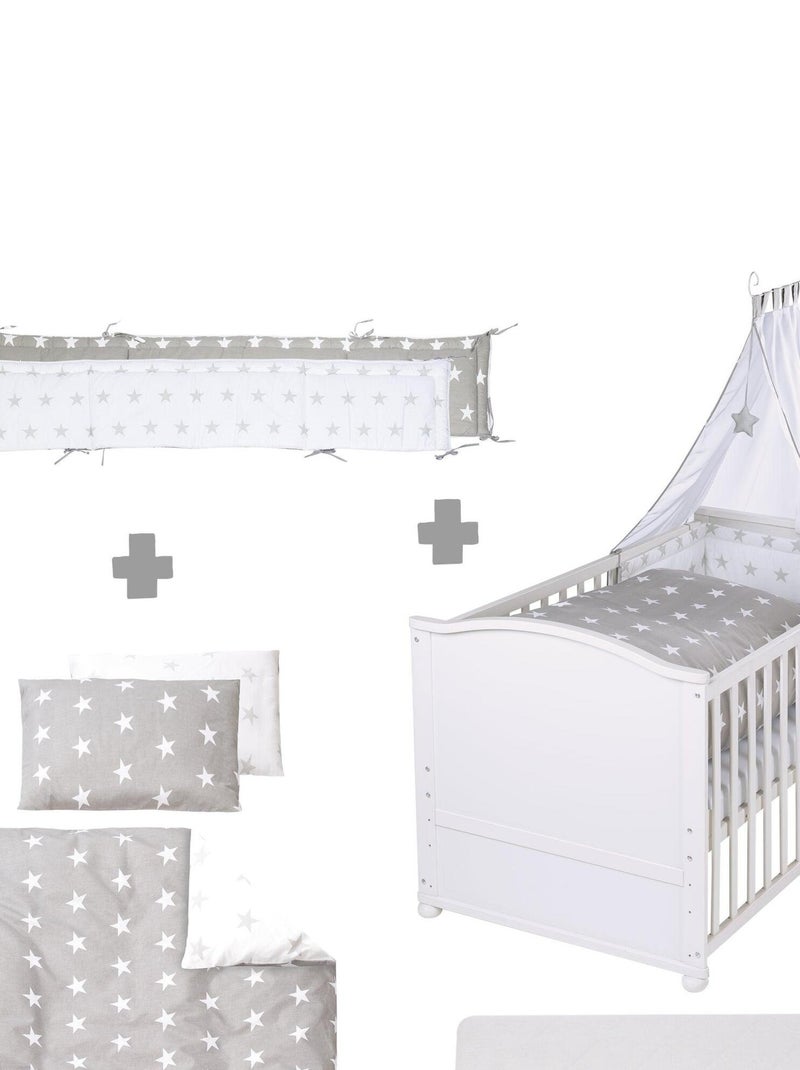ROBA Cuna evolutiva completa "Little Stars" - 70x140 + equipamiento completo Blanco - Kiabi