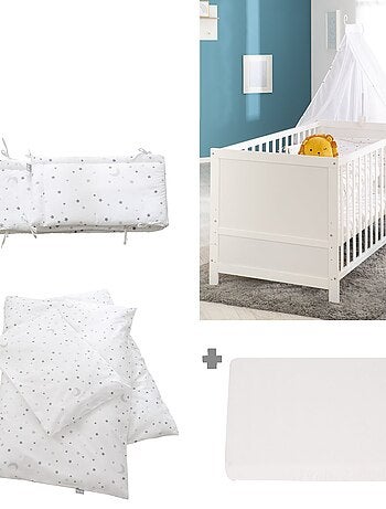 ROBA Cuna evolutiva completa "Sternenzauber" blanco - 70x140 + equipamiento completo