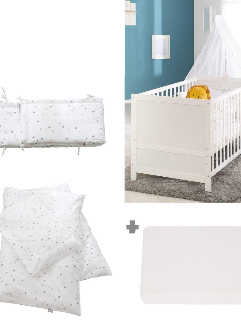 ROBA Cuna evolutiva completa "Sternenzauber" blanco - 70x140 + equipamiento completo Blanco - Kiabi