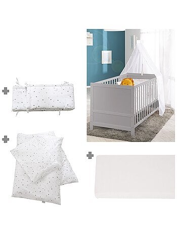 ROBA Cuna evolutiva completa "Sternenzauber" blanco - 70x140 + equipamiento completo