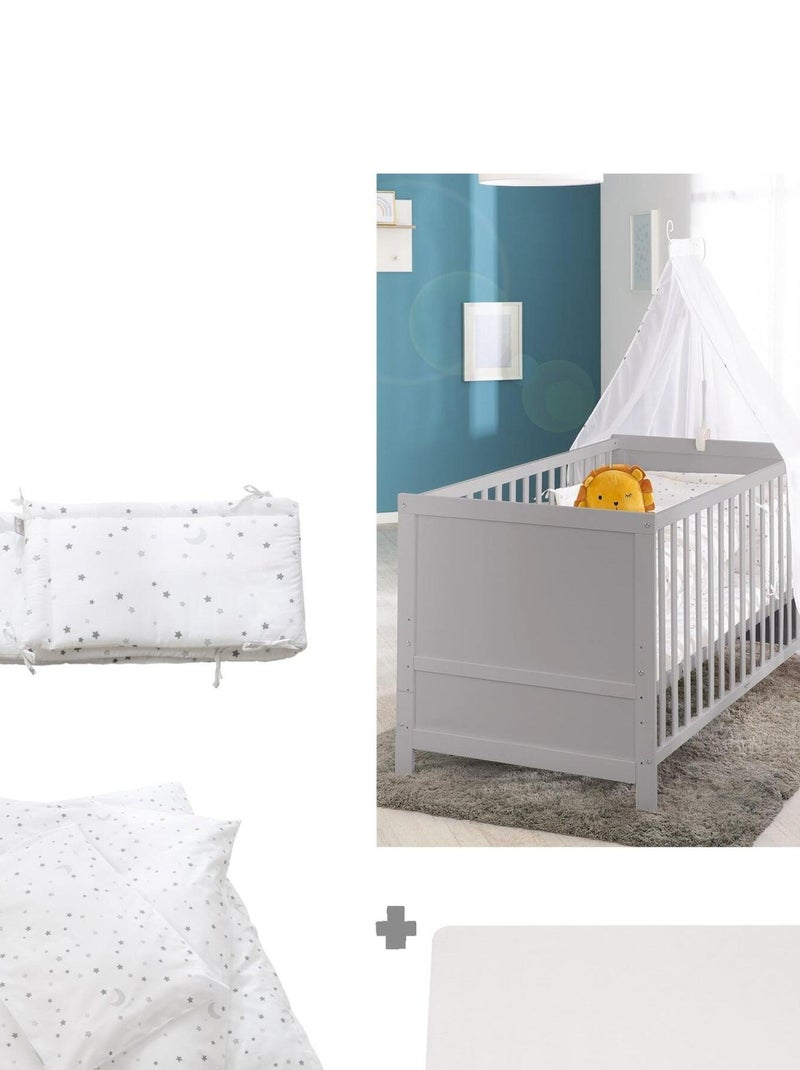 ROBA Cuna evolutiva completa "Sternenzauber" gris - 70x140 + equipamiento completo Gris - Kiabi