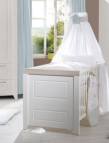 ROBA Cuna evolutiva "Felicia" - 70x140 - Convertible - Altura ajustable - Blanco/decoración Luna elm