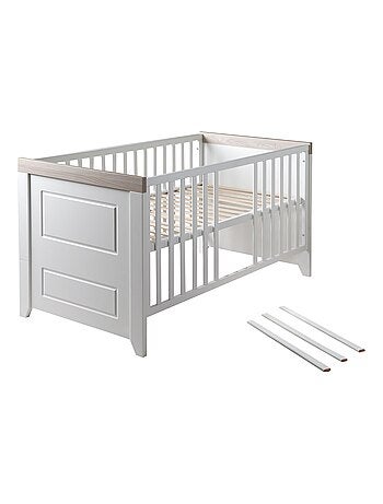 ROBA Cuna evolutiva "Felicia" - 70x140 - Convertible - Altura ajustable - Blanco/decoración Luna elm