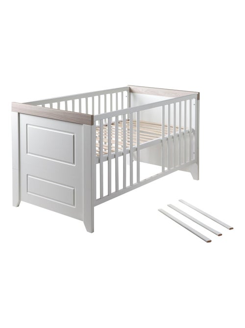 ROBA Cuna evolutiva "Felicia" - 70x140 - Convertible - Altura ajustable - Blanco/decoración Luna elm - Kiabi