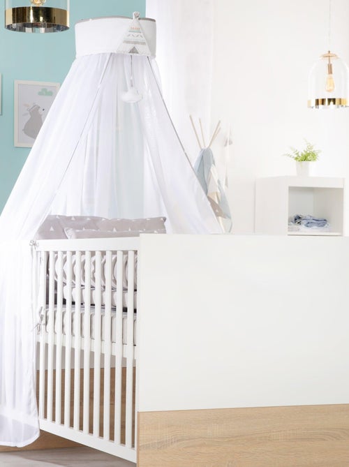 ROBA Cuna evolutiva "Gabriella" - 70x140 - altura ajustable - 0 a 7 años - blanco/decoración madera - Kiabi