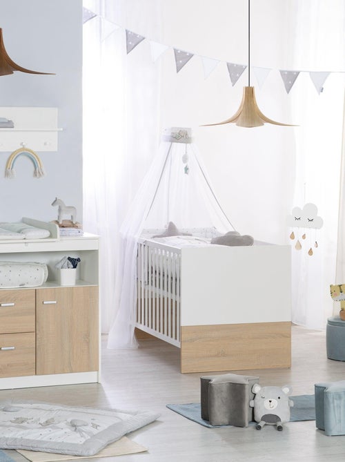ROBA Cuna evolutiva "Gabriella" - 70x140 - altura ajustable - 0 a 7 años - blanco/decoración madera - Kiabi