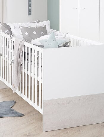 ROBA Cuna evolutiva "Julia" - 70x140 - Convertible - Altura ajustable - Blanco/roble blanqueado