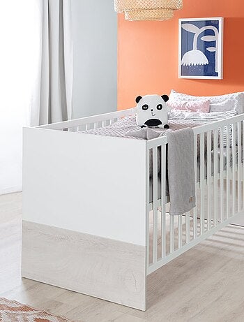 ROBA Cuna evolutiva "Julia" - 70x140 - Convertible - Altura ajustable - Blanco/roble blanqueado