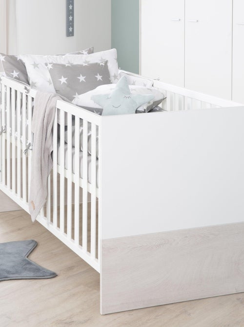 ROBA Cuna evolutiva "Julia" - 70x140 - Convertible - Altura ajustable - Blanco/roble blanqueado - Kiabi