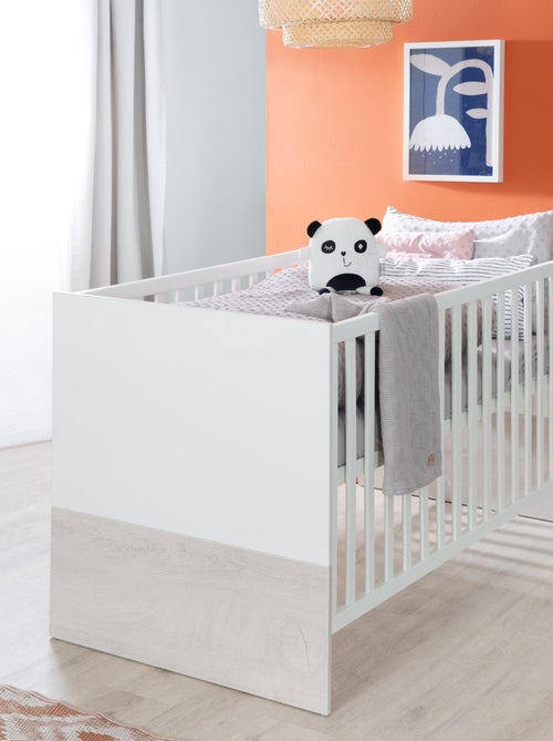 ROBA Cuna evolutiva "Julia" - 70x140 - Convertible - Altura ajustable - Blanco/roble blanqueado - Kiabi