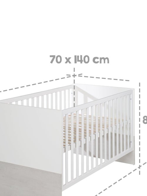 ROBA Cuna evolutiva "Julia" - 70x140 - Convertible - Altura ajustable - Blanco/roble blanqueado - Kiabi