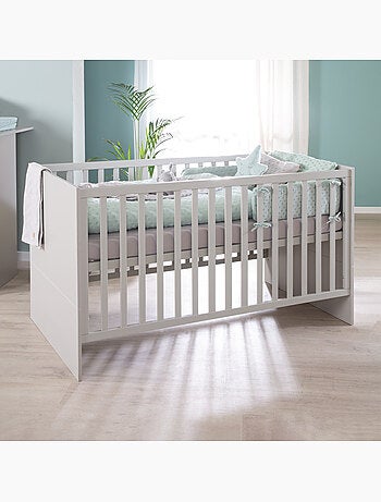 ROBA Cuna evolutiva Lea en madera - Convertible en cama junior - Altura ajustable - Gris claro