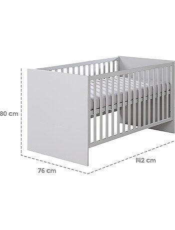 ROBA Cuna evolutiva Lea en madera - Convertible en cama junior - Altura ajustable - Gris claro