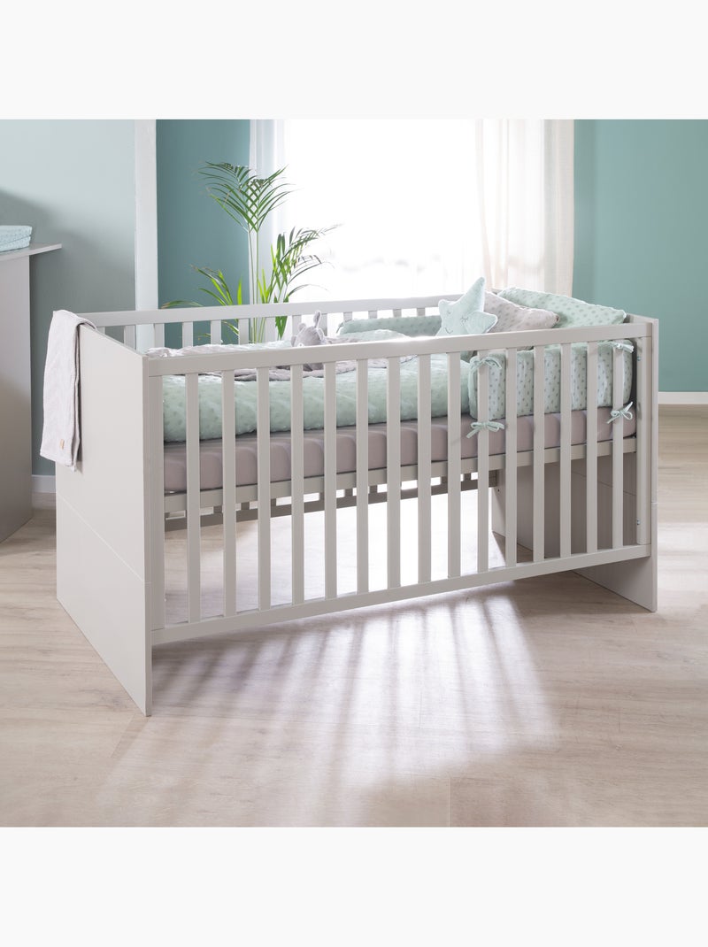 ROBA Cuna evolutiva Lea en madera - Convertible en cama junior - Altura ajustable - Gris claro Greige - Kiabi
