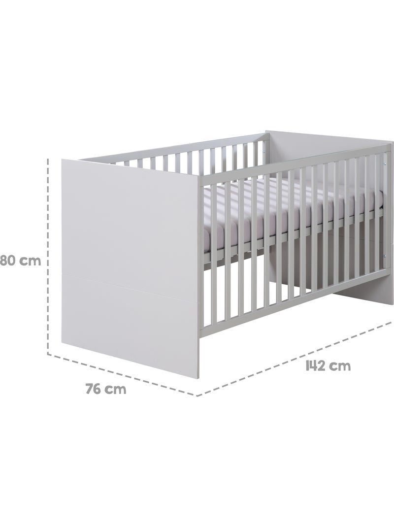 ROBA Cuna evolutiva Lea en madera - Convertible en cama junior - Altura ajustable - Gris claro Greige - Kiabi