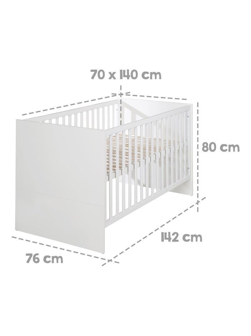 ROBA Cuna evolutiva Lilo - Altura ajustable - 70x140 cm - Blanco Blanco - Kiabi
