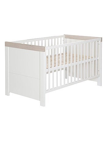 ROBA Cuna evolutiva "Lucy" - 70x140 - Altura ajustable - 0 a 7 años - Blanco/decoración 'Luna elm'