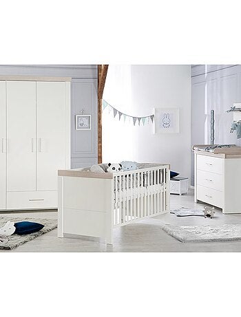 ROBA Cuna evolutiva "Lucy" - 70x140 - Altura ajustable - 0 a 7 años - Blanco/decoración 'Luna elm'