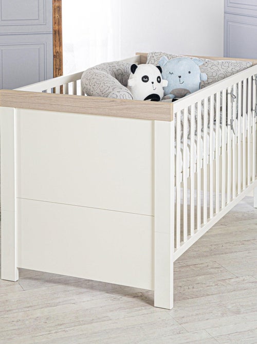 ROBA Cuna evolutiva "Lucy" - 70x140 - Altura ajustable - 0 a 7 años - Blanco/decoración 'Luna elm' - Kiabi