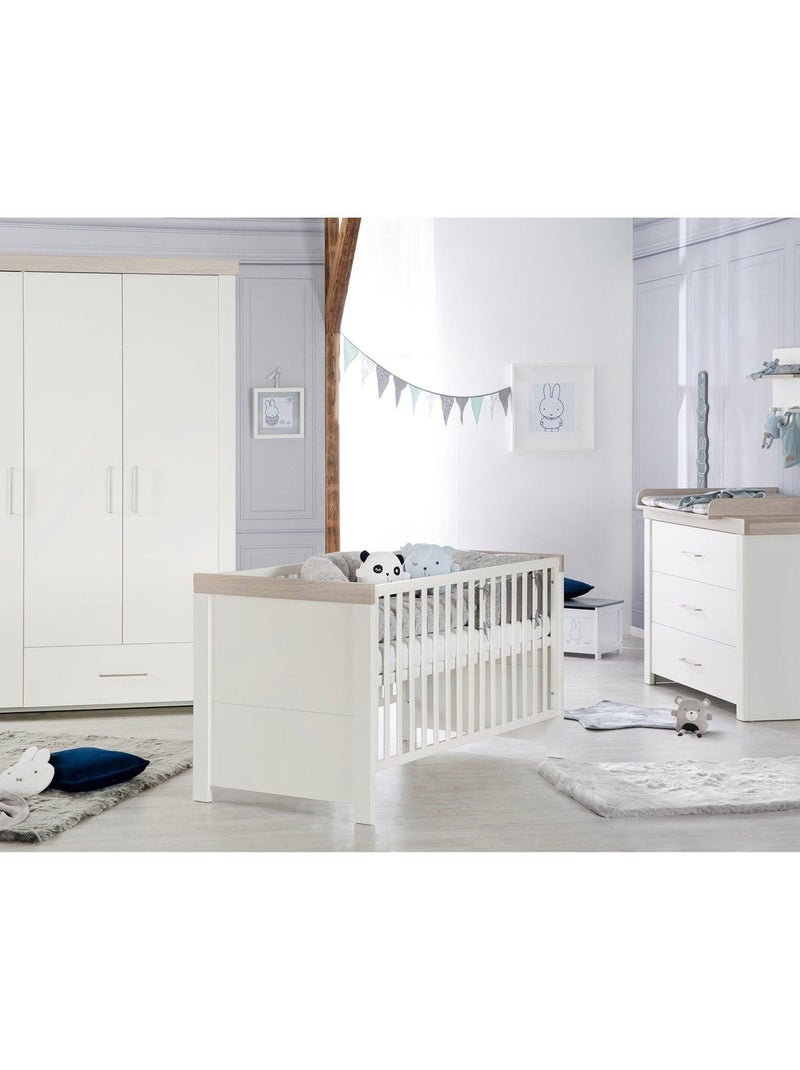 ROBA Cuna evolutiva "Lucy" - 70x140 - Altura ajustable - 0 a 7 años - Blanco/decoración 'Luna elm' Blanco - Kiabi