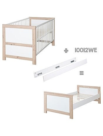 ROBA Cuna evolutiva Malo 70 x 140 cm - Aspecto marco en efecto roble / blanco