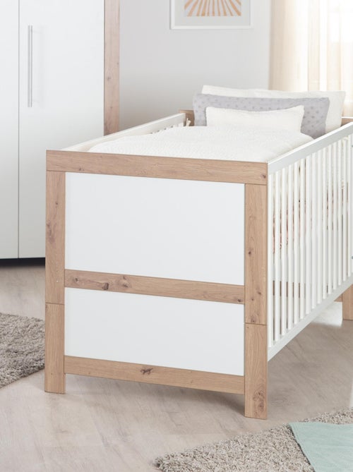 ROBA Cuna evolutiva Malo 70 x 140 cm - Aspecto marco en efecto roble / blanco - Kiabi