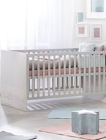 ROBA Cuna evolutiva "Maren 2" - 70x140 - Altura ajustable - 0 a 7 años - Gris claro/roble blanqueado