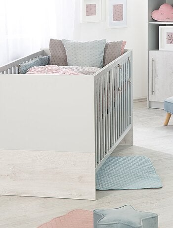 ROBA Cuna evolutiva "Maren 2" - 70x140 - Altura ajustable - 0 a 7 años - Gris claro/roble blanqueado