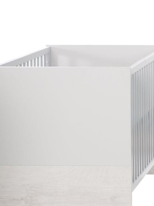 ROBA Cuna evolutiva "Maren 2" - 70x140 - Altura ajustable - 0 a 7 años - Gris claro/roble blanqueado - Kiabi