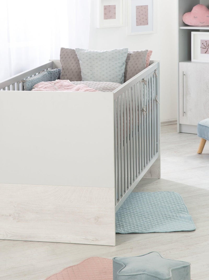 ROBA Cuna evolutiva "Maren 2" - 70x140 - Altura ajustable - 0 a 7 años - Gris claro/roble blanqueado Gris claro - Kiabi