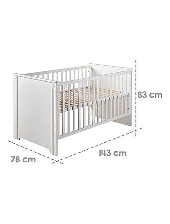 ROBA Cuna evolutiva "Maxi" - 70x140 - Convertible - Altura ajustable - Blanco