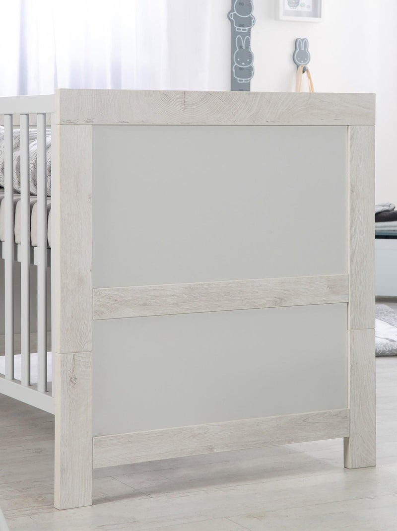 ROBA Cuna evolutiva "Mila" - 70x140 - Altura ajustable - 0 a 7 años - Gris claro/roble blanqueado Gris claro - Kiabi