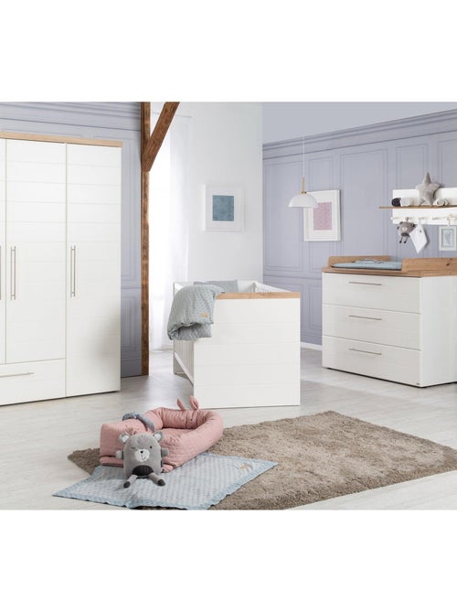 ROBA Cuna evolutiva "Nele" - 70x140 - Altura ajustable - 0 a 7 años - Blanco/decoración - Kiabi