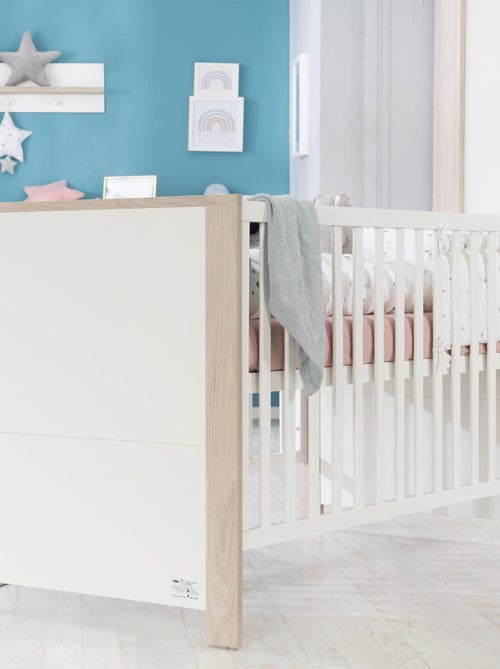 ROBA Cuna evolutiva "Olaf" - 70x140 - Altura ajustable - 3 barrotes extraíbles - decoración madera - Kiabi