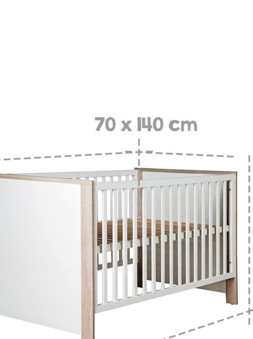 ROBA Cuna evolutiva "Olaf" - 70x140 - Altura ajustable - 3 barrotes extraíbles - decoración madera - Kiabi
