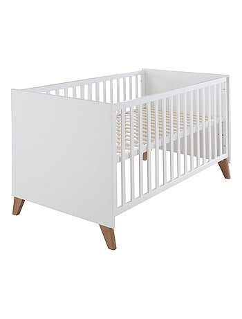ROBA Cuna evolutiva Ole 70 x 140 cm - Altura ajustable - Blanco - Patas en roble
