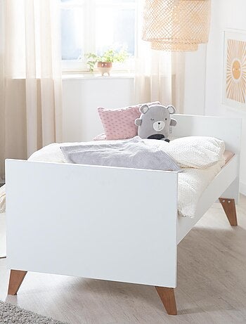 ROBA Cuna evolutiva Ole 70 x 140 cm - Altura ajustable - Blanco - Patas en roble