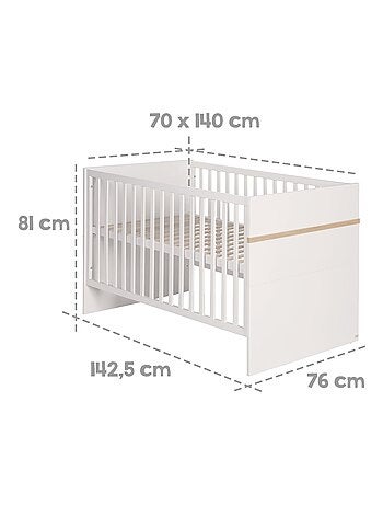 ROBA Cuna evolutiva "Pia" - 70x140 - convertible - altura ajustable - blanco/decoración 'San Remo'